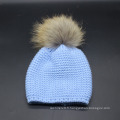 Enfants Bébé Enfants Automne Hiver Chaud Tricoté Réel De Fourrure POM POM Casquettes Bonnet Chapeau (HW627)